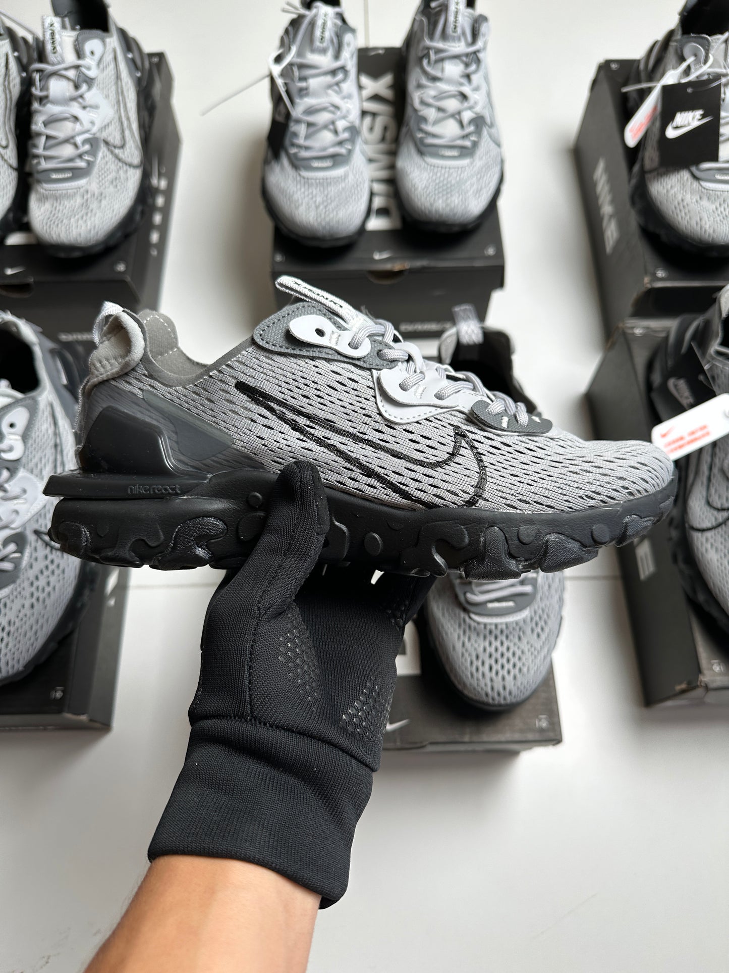 NIKE REACT VISION MX GREY/BLACK ⚫️🩶 UNIDADES LIMITADAS ‼️ CALIDAD AAA+ ✅