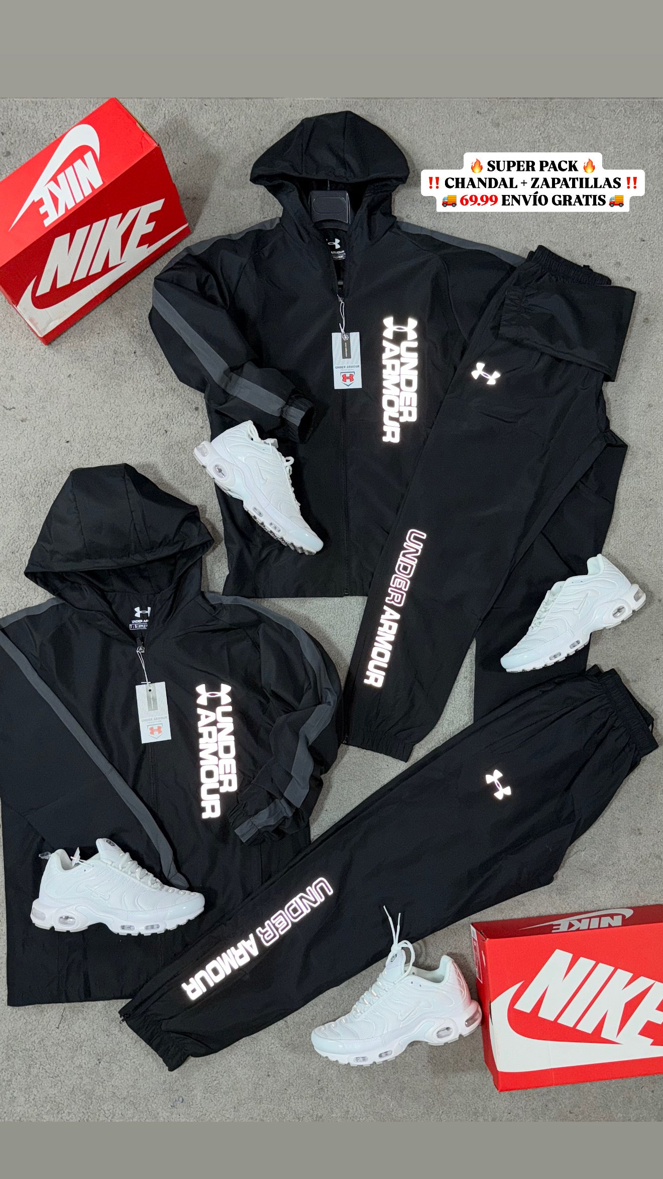 SUPER PACK 🔥 CHANDAL UNDER ARMOUR + NIKE TN ‼️ UNIDADES LIMITADAS ✅ CALIDAD MÁXIMA 🥵